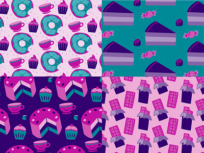 Sweet Tooth cake candy chocolate cupcake doughnut handdrawn icon illustration pattern pattern design repeat pattern sweets