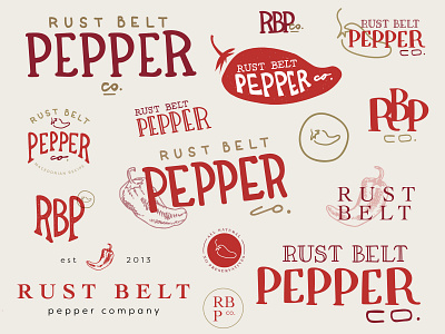 Rust Belt food branding handdrawn handdrawntype handwritten logo logo exploration logo options package design pepper sauce sauce branding typography vegetable