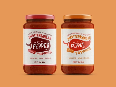 Finished Jars handdrawntype jar jar label label design packagedesign packaging packaging design packaging mockup pepper sauce topping