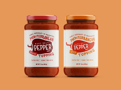 Finished Jars handdrawntype jar jar label label design packagedesign packaging packaging design packaging mockup pepper sauce topping