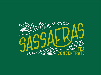 Sassafrass drink hand done handdrawn handdrawn type handwritten icons illustration label design leaf illustration leaves packagedesign packaging sassafras tea typography