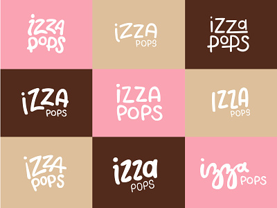 Izza Pops Logos branding by hand food logo hand lettering handrawn handwritten logo logo design logo design process logo options popsicle logo typography