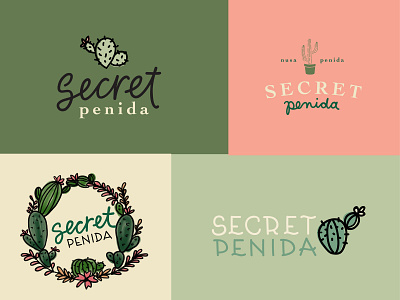 Secret Penida Logos badge logo cactus icon cactus illustration cafe branding cafe logo hand lettering handdrawn logo handdrawn typography logo logo design logo designer logo mark logo options logo process logos logotype restaurant branding restaurant logo typogaphy wreath logo