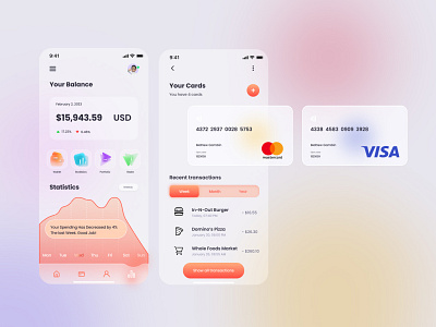 Banking Wallet | Glassmorphism style aesthetic app banking design figma glassmorphism neumorphism ui wallet