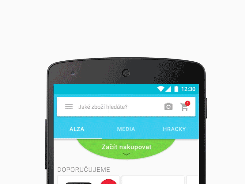 Different Shopping Segments in one App android animation material design nexus shopping