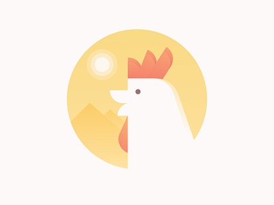 rooster in summer illustration morning mountain nature summer