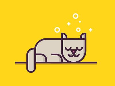 Sleeping Cat cat grey illustration pink sleeping yellow