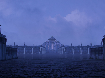 Techno Egyptian Dam 3d arcology concept environment future hardsurface illustration scifi