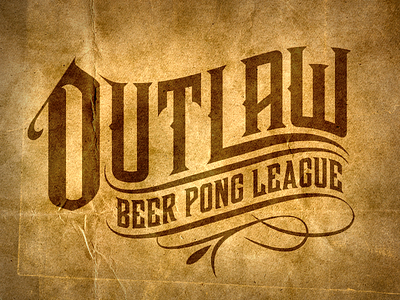 Outlaw Beer Pong Logo beer cowboy outlaw paper parchment retro rustic western