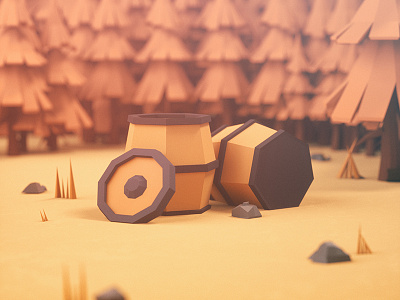 Cask cask cinema4d lowpoly photoshop stone tree