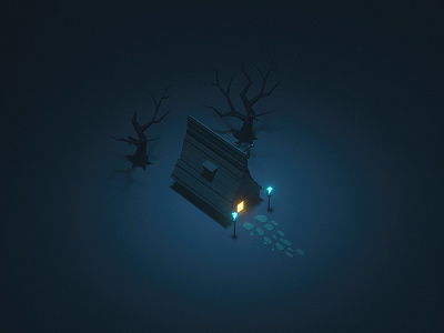 The Old House cinema4d house lowpoly moonlight old photoshop tree