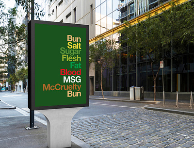 Iconic Stacks - McCruelty Edition advertisement animal rights billboard billboard design cruelty iconic stacks mcdonalds swiss style