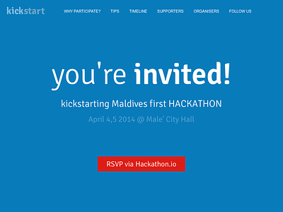 Landing page for Maldives first Hackathon hackathon landing singlepage