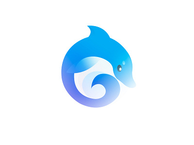 Day.53 The Dolphin animal blue circle design dolphin element exercise gradation logo minimalism ocean sea