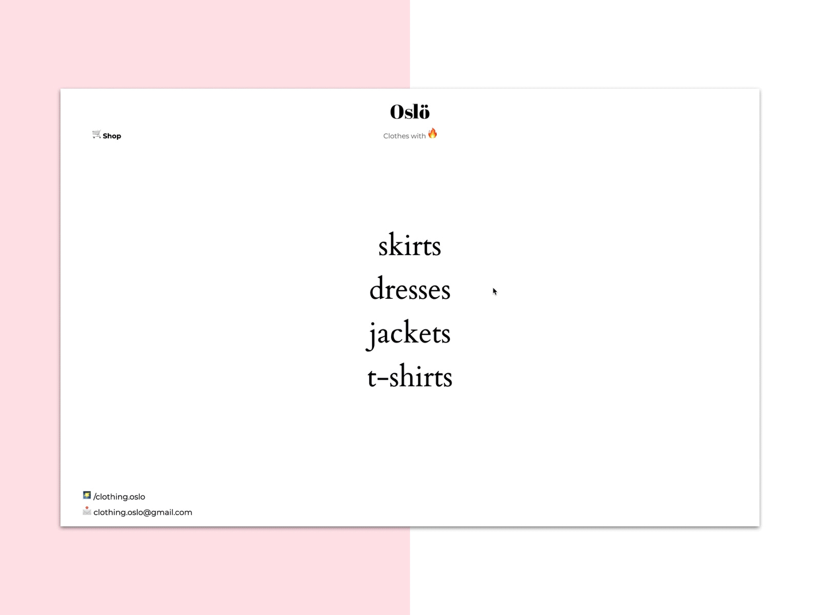 Oslo Clothing / Interactive Landing Page