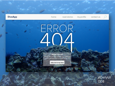 Error 404 for Diver's Website 008 dailyui error404
