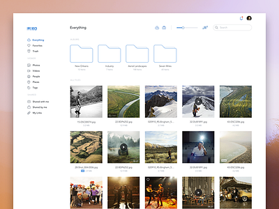 File Sharing App clean feed files gallery interface layout minimal product sharing ui ux web app