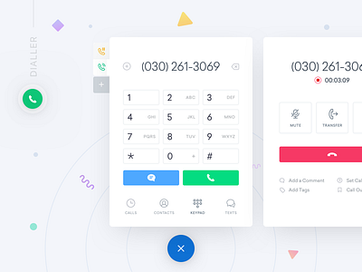 ServiceFusion - Dialler calling calls chat clean contacts dialler keypad messages phone ui ux