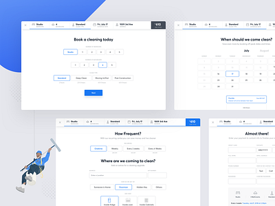 Cleaning App - Booking Flow booking calendar clean cleaning flow forms steps ui ux