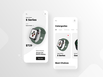 ecommerce app apple watch interactiondesign minimal minimalist mobileapps ui ux design visual designs visuladesign