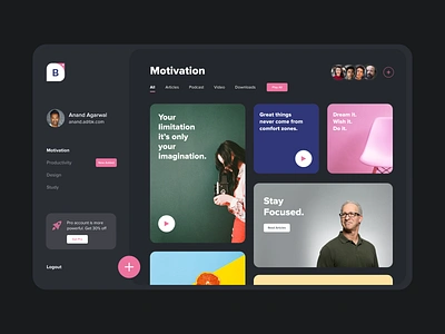 Bookmark Pro - Dark Theme Concept bookmark dark ui dashboard design illustration interactions minimal ui uiux visual designs