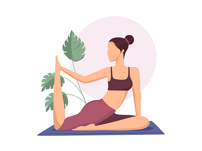Yoga Illustration design girl illustration minimal procreate ui vectorart visual yoga yogagirl yogaillustration