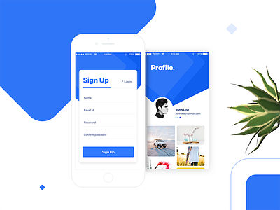 User signup and profile page interactions uiux visual designs