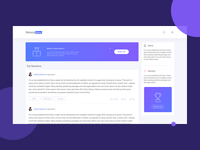 Sikhshaguru_Portal concept dashboard flat colors minimal ui ui elements