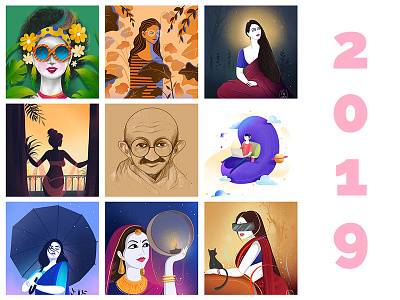 Top 9 from 2019 character design cloud design gandhi illustration illustration art illustration digital minimal art visual art