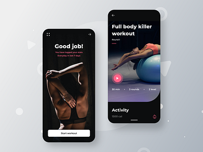 Fitness Companion - Concept App app application design fitness interactiondesign interactions minimal ui uxui vector visual designs workout workoutapp