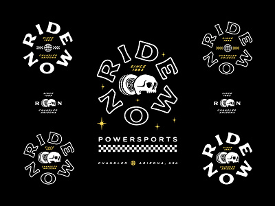 RideNow Powersports Merch arizona biker black design illustration lettering logo skater skulls white yellow
