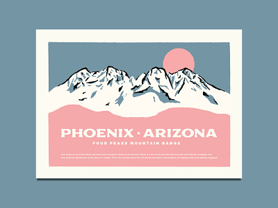Four Peaks Wedding Invitation arizona desert design four illustration mountain peaks