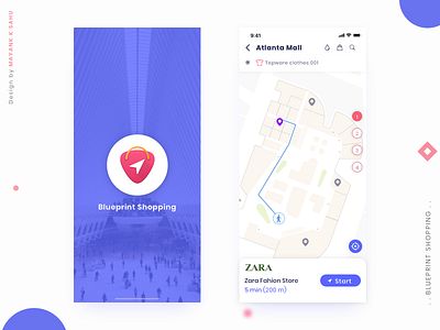 Blueprint Shopping app clean color design freelance navigation shopping ui ux