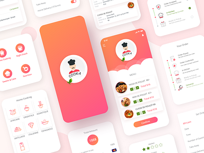 Cook4 - Online food ordering android app apple branding clean color design food app ios logo mobile ui ui ux