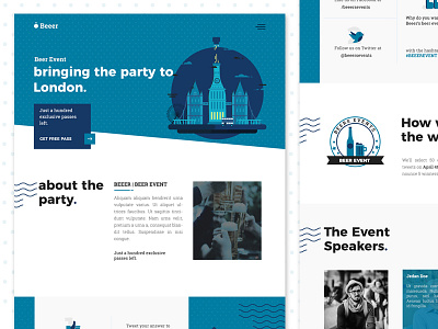 Beeer - Party & Events chennai creative events illustration landing page london party psd ui
