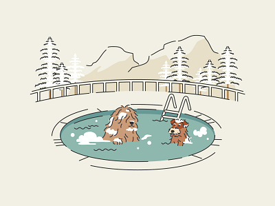 Woof!Woof! #1 Spa day 2020 calendar dogs illustration january line art sheepdog simple spa spa day terrier vector