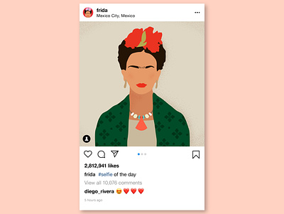 Frida's instagram artist frida kahlo instagram mexico selfie simple simple illustration vector
