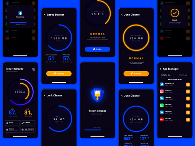 App for Optimize of phone app app design app ui cleaning cooler delete files iphone app optimize scanning