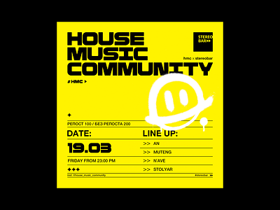 Poster for Music DJ Event afisha club design dj house minimal music poater yellow