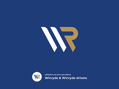 Winryde app logo app blue brand identity branding design flat icon illustration logo sketch vector white