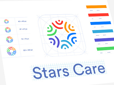 Stars Care App Branding appstore brandidentity care gridlogo iphoneapplicationicon logo negativespace productbranding stars typography