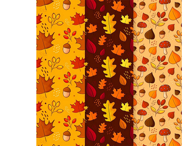 Hand drawn autumn patterns collection