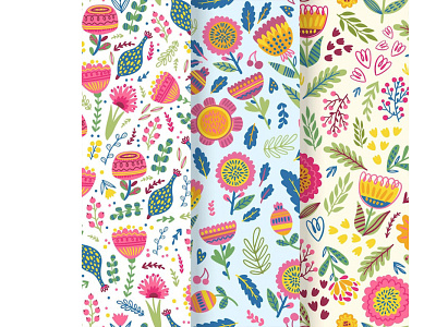 Hand drawn spring pattern collection