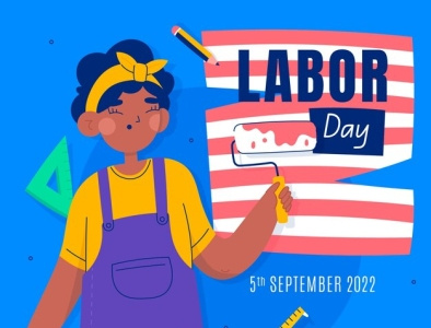 Labor day hand drawn flat illustration 3d animation branding design graphic design illustration logo motion graphics typography ui ux vector