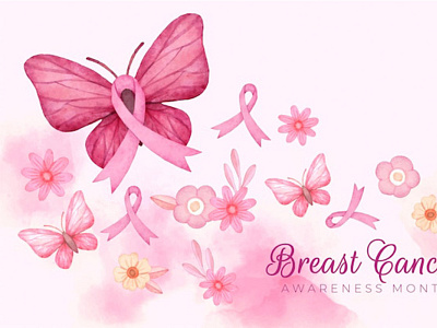 Watercolor breast cancer awareness month background