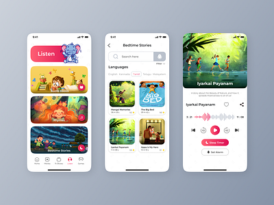 Bedtime Stories - Kidflix android app branding colors design icon ios kids kids entertain kidsapp landing page logo minimal typography ui ux vibrant