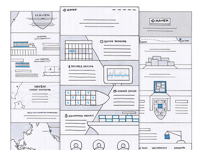 Haven Sketches boat concepts form map marketing single page sketch sketches web