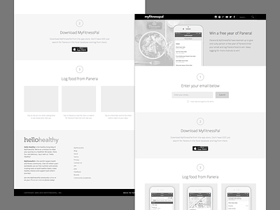 Panera Partnership Wires black and white bw contest food grayscale landing page nutrition sweepstakes web web page wireframe wires