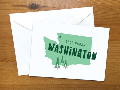 Hometown Homage card city green handdrawn illustration star state tree trees typography vector