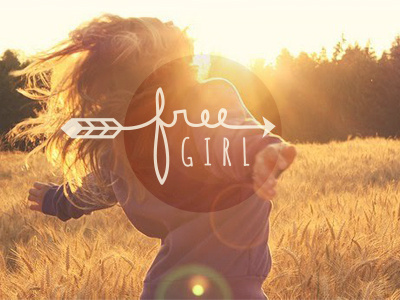FreeGirl feather field girl hair hand drawn sun sunset wheat